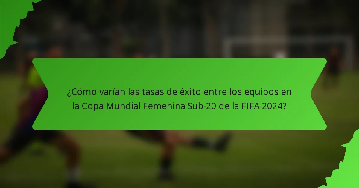 ¿Cómo varían las tasas de éxito entre los equipos en la Copa Mundial Femenina Sub-20 de la FIFA 2024?