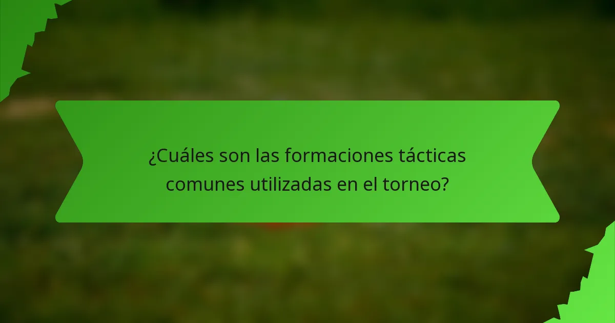 ¿Cuáles son las formaciones tácticas comunes utilizadas en el torneo?