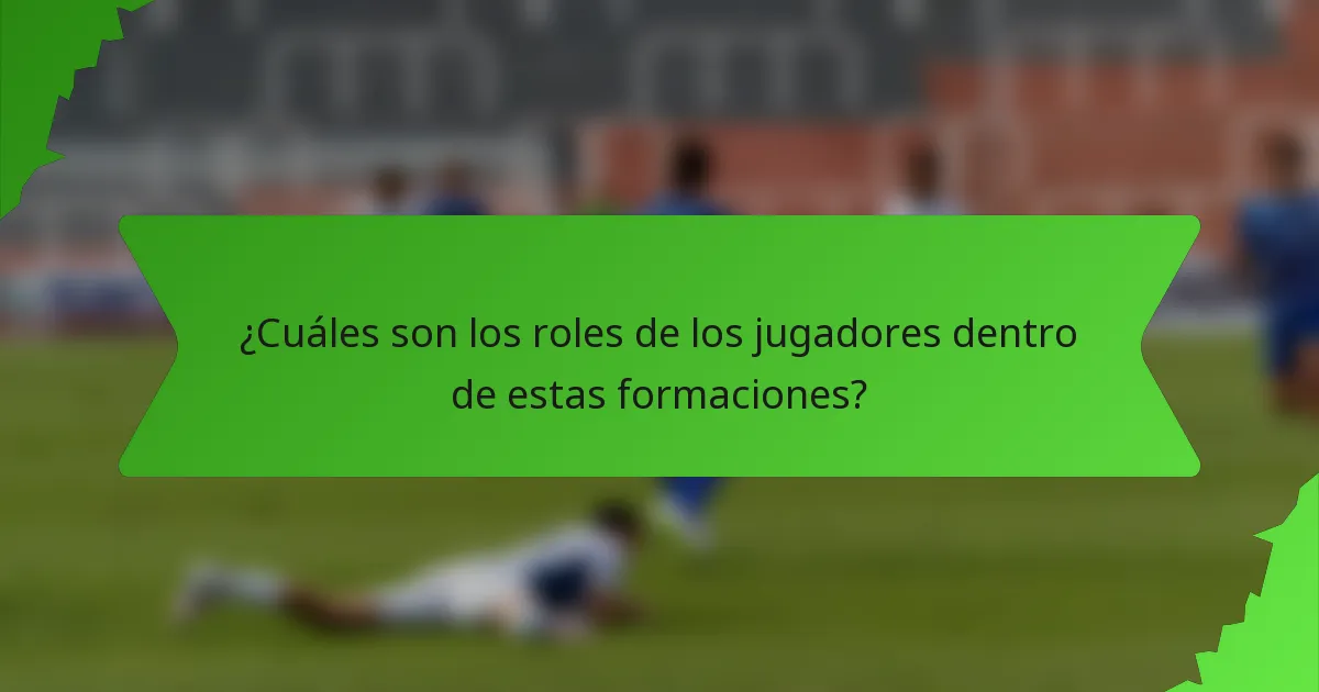 ¿Cuáles son los roles de los jugadores dentro de estas formaciones?